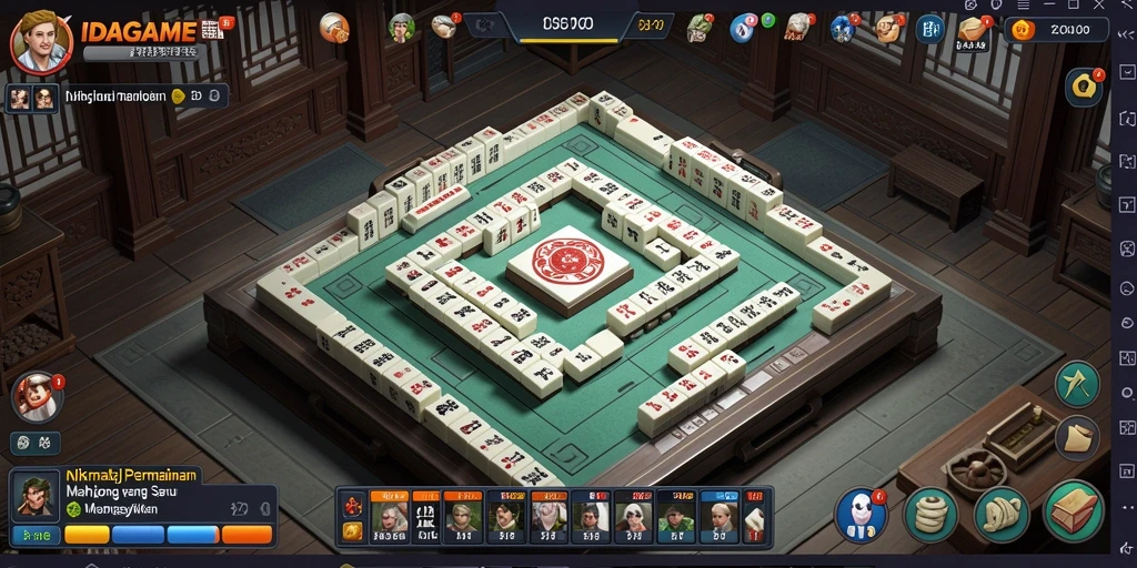 Tangkapan layar IDAGAME menampilkan suasana permainan Mahjong yang menarik dan penuh warna.