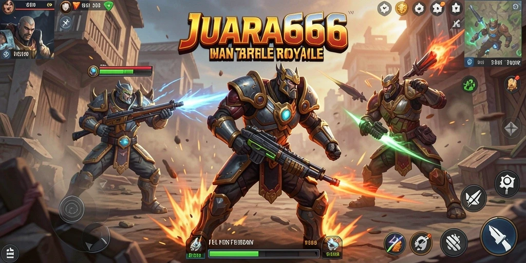 Tampilan gameplay JUARA666 dalam pertempuran Battle Royale yang seru.