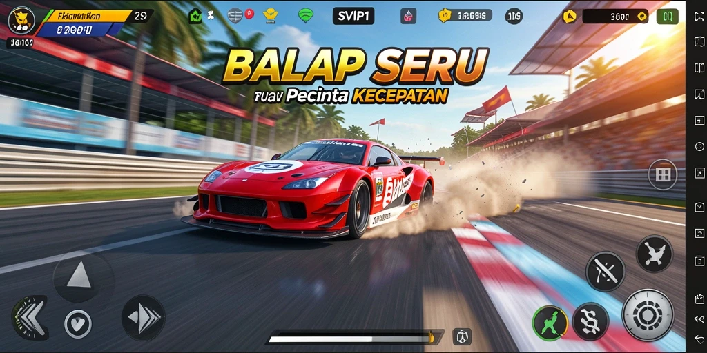 Tampilan gameplay balap mobil yang mendebarkan di SVIP1.